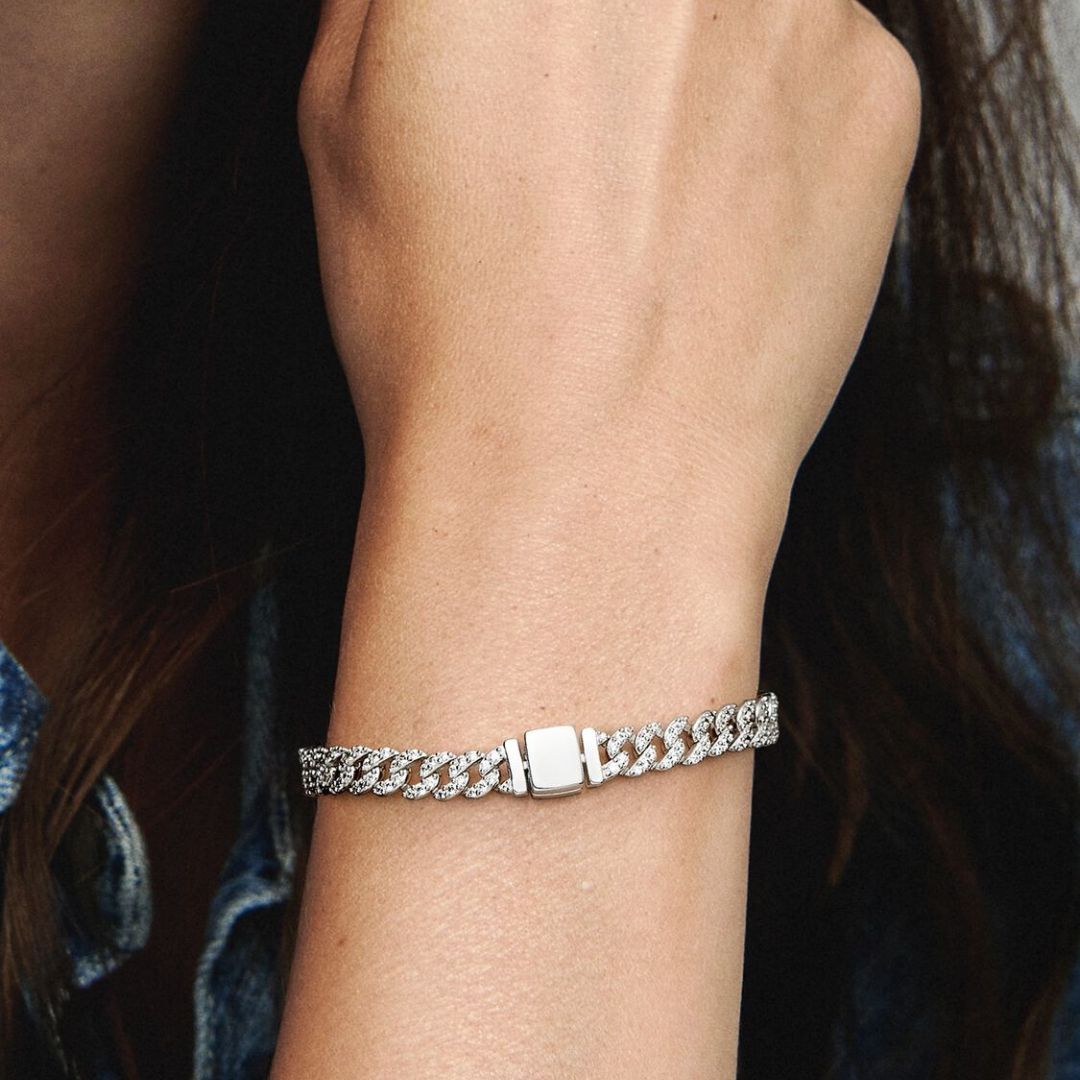 Moissanite Cuban Bracelet | White Gold