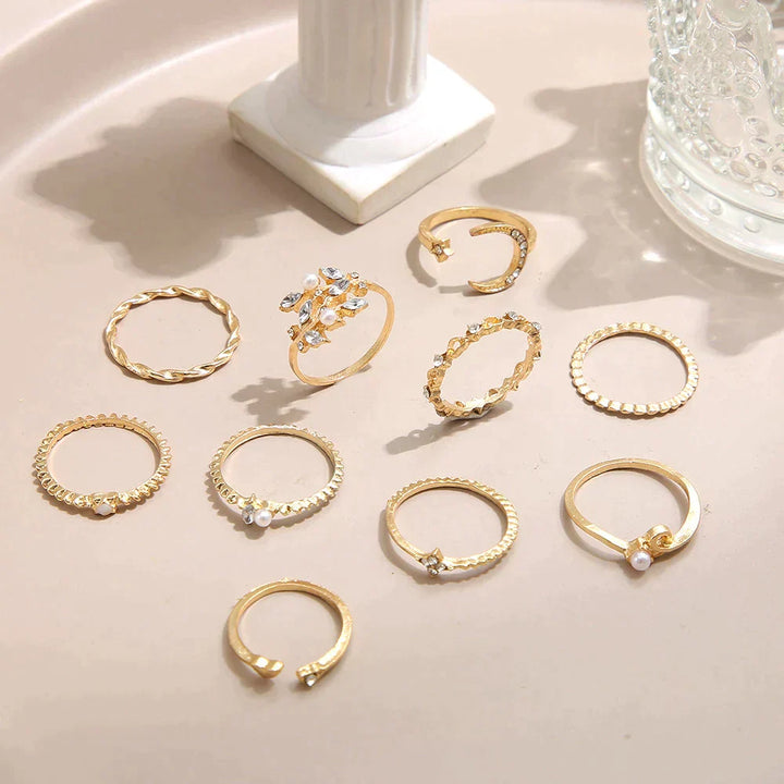 10 Pack of Bohemian Gold Rings