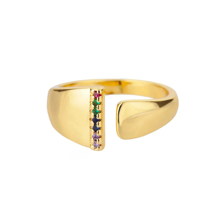 Iris - Gold Stainless Steel Initial Ring